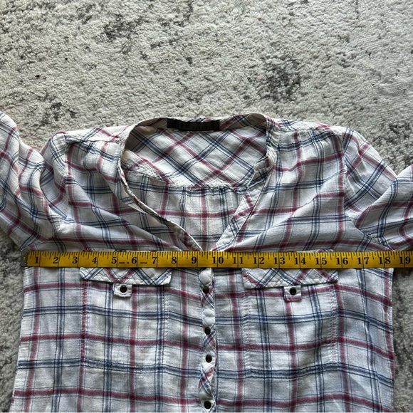Zara Red Blue White Plaid Buttons Women's Tunic. Size Medium - Picture 7 of 8